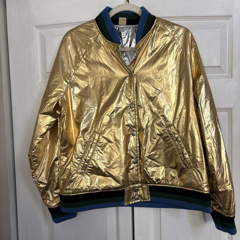 Vintage Y2K Levi’s Liquid Gold ~ Silver Reversible Bomber SIZE L